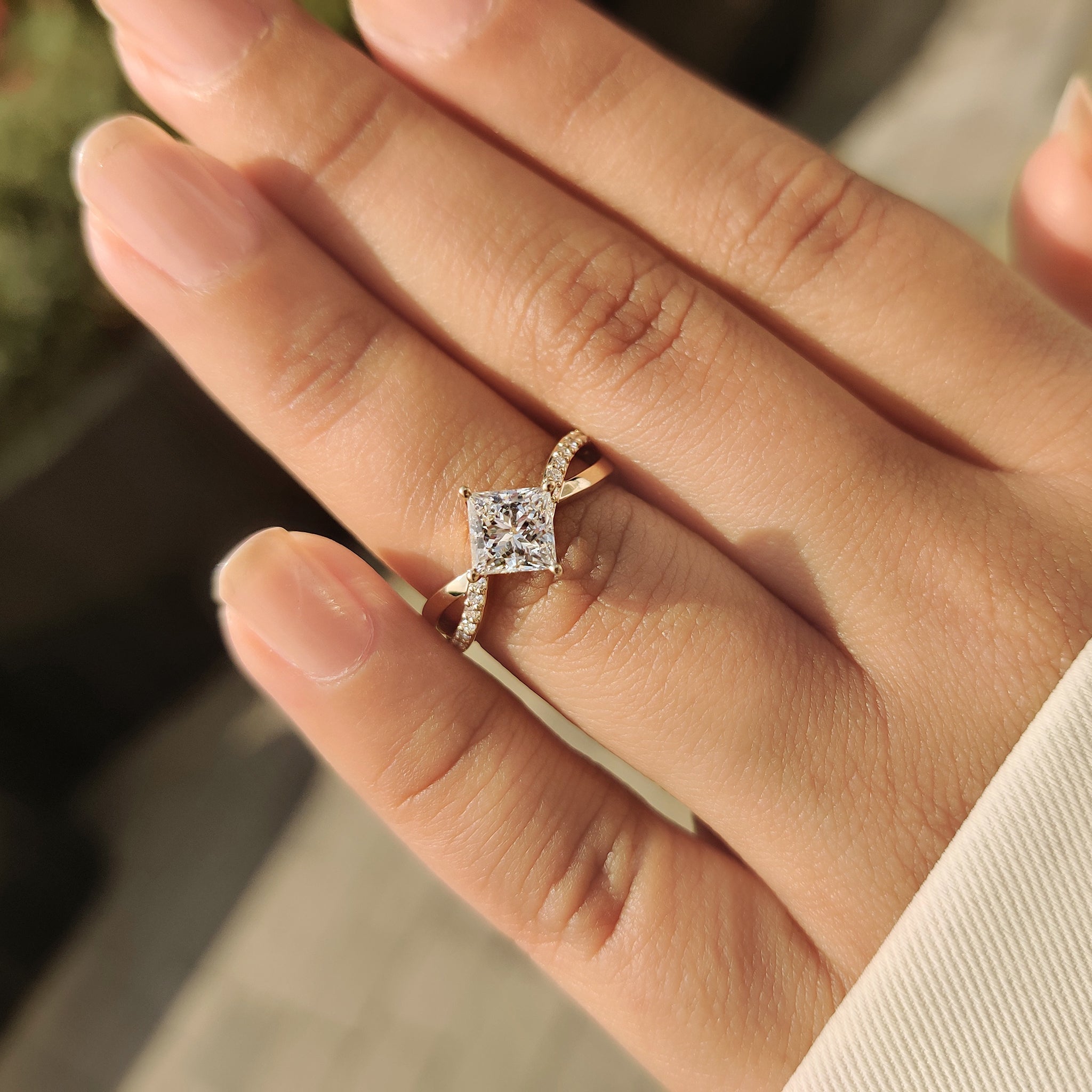 Cushion Hidden Halo Lab Grown Diamond Engagement Ring